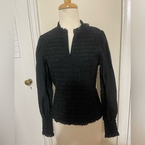 GO BY GO SILK Black Textured Blouse